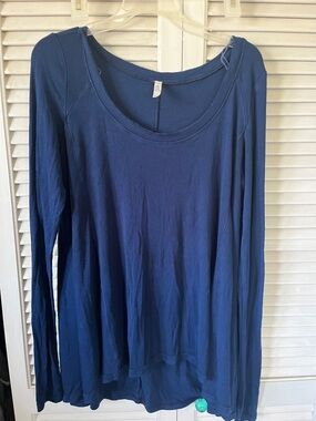 Free People Women's Long Sleeve Scoop Neck Top - Navy Blue